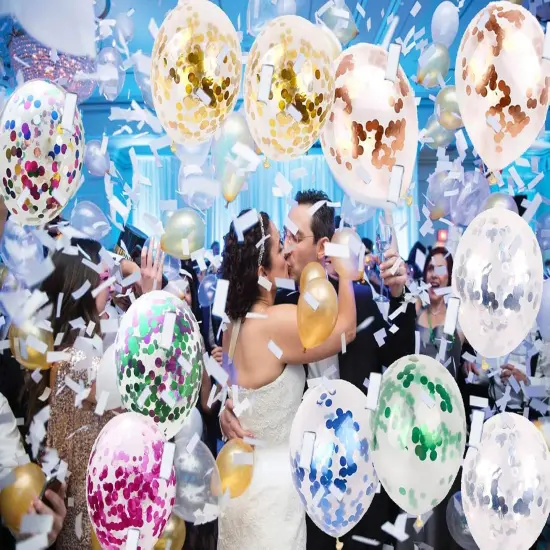 Multicolor Confetti Balloons - Latex Balloons 12 Inch Clear Balloons with Confetti Inside Wedding Birthday Baby Shower Christmas Party Supplies Decorations 32 Pcs {4}