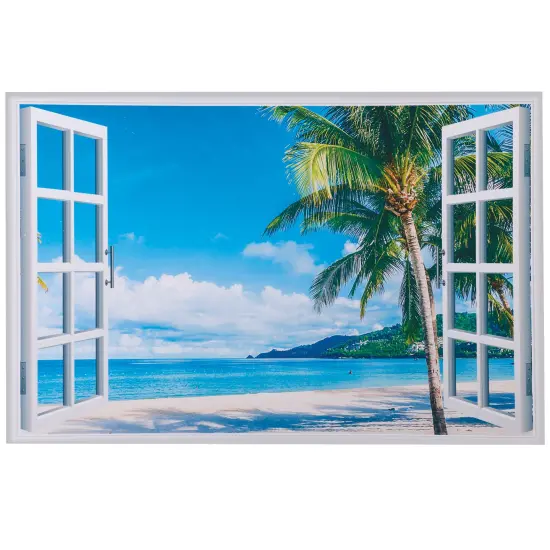Collections Etc Beach View Window Removable Wall Decal {2}