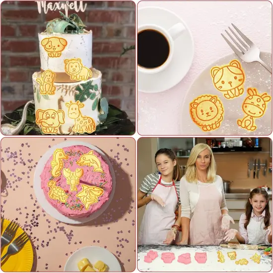 Animal Cookie Cutters with Plunger Stamps Set 24 Pieces {4}