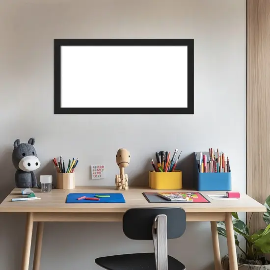 Grace Narrow Framed Dry Erase Magnetic Board Metallic Black {5}