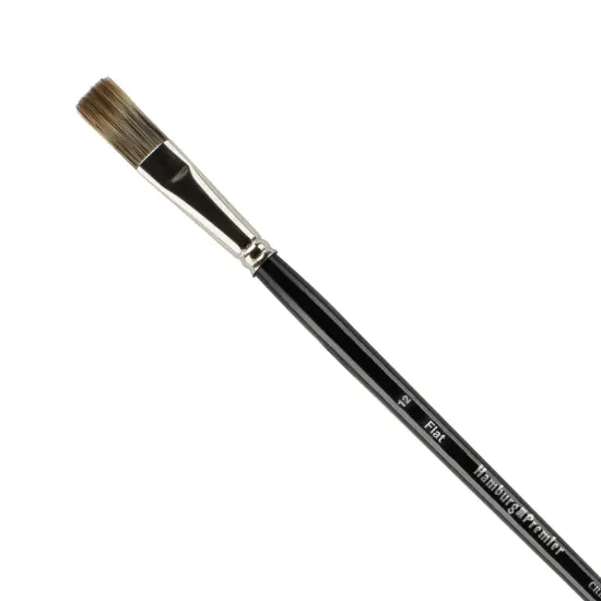 Creative Mark Hamburg Premiere Professional Oil Painting Brushes - Flat #10 Oil Paint Brush - Handmade in Germany, Natural & Synthetic Hair Blend, Long Triple-Lacquered Birch Handle {1}