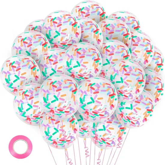 30 Pcs Multicolor Sprinkle Confetti Balloons,12 Inch Ice Cream Sprinkle Latex Balloons Rainbow Confetti Balloons Pastel Confetti Balloons for Wedding Birthday Party Baby Shower Decorations {1}