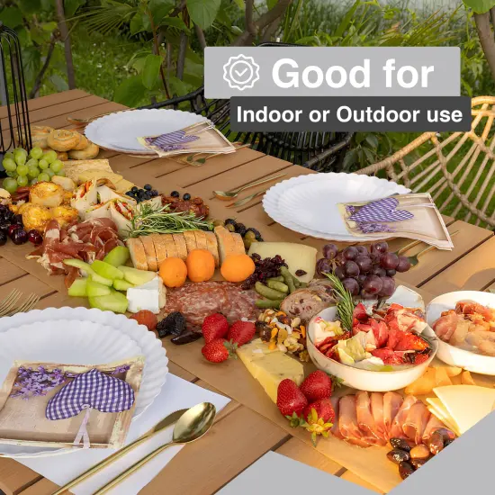 Earthtrends Scalloped Paper Plates 8.5 Inch & 10.5 Inch Dinner Plate Set &ndash; Fancy Disposable Plates for Party, Wedding, Birthday, Baby Shower &ndash; Large & Small Paper Plate Set for Parties, Events, Catering &ndash; ElegantFloral Design Snow {4}