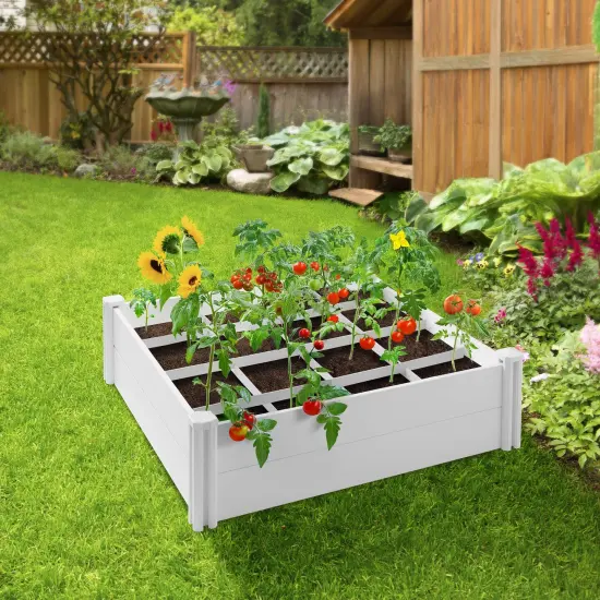 Casafield White Vinyl Raised Garden Bed, Outdoor Above Ground Garden Planter Box for Flowers, Vegetables, and Gardening {5}