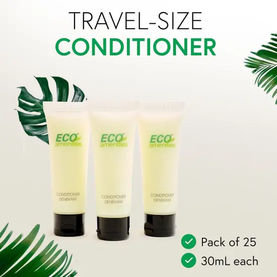 ECO AMENITIES Travel Size Conditioner - 25 PACK, 30mL, 1 oz Hotel Conditioner Bulk Supplies for Guests - Green Tea Scent Eco Conditioner, Mini Conditioner with Flip Cap {2}