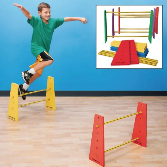 S&S Worldwide Adjustable Height Hurdles.Great for Field Day, PE Classes, and Backyard Fun for Kids.Also Suitable for Dog Training and Rehab. Includes 12 sides and 12 Cross Bars to make 6 Hurdles. {3}