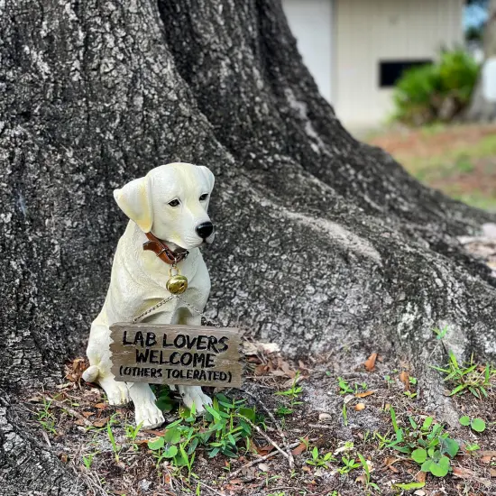 Labrador Retriever Garden Welcome Statue Reversible Sign Don't Stop Retrievin {7}