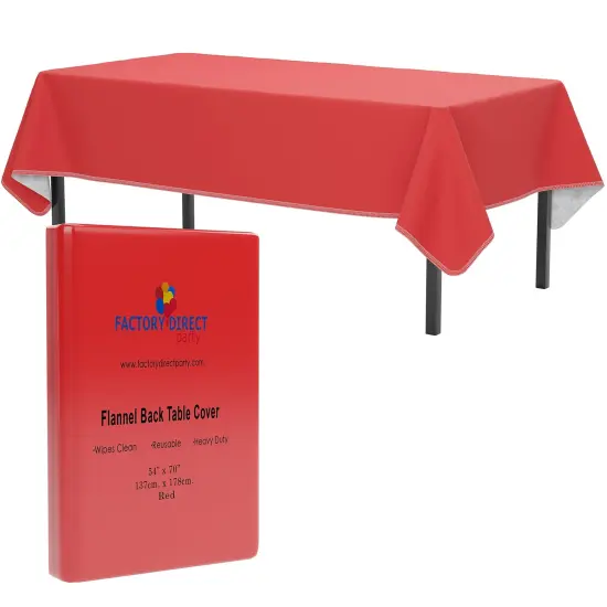 Exquisite Vinyl Tablecloth &ndash; 54" x 70" &ndash; Pack of 1 &ndash; Rectangular Plastic Table Cover with Flannel Backing &ndash; Reusable & Waterproof Tablecloth for Events and Parties Red {1}