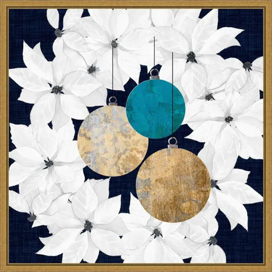 Blue Sophisticated Christmas III by Grace Popp Framed Canvas Wall Art {1}