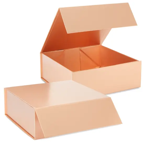 6 Pack Proposal Boxes with Lid for Groomsmen, Bridesmaid, 9.5 x 9.5 x 3.5 Inch Square Glossy Rose Gold Magnetic Gift Box for Parties, Retail {6}