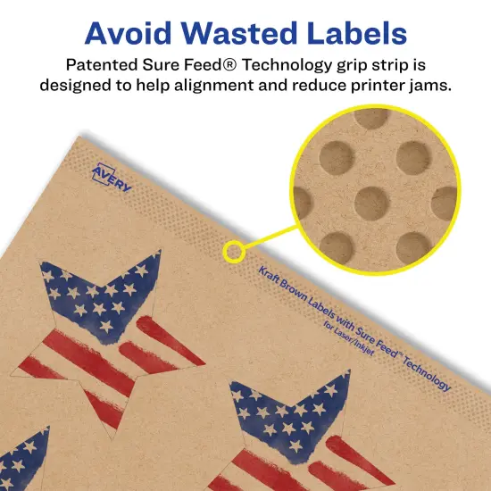 Avery Kraft Brown Star Labels with Sure Feed, 2-1/4" x 2-3/8" {4}