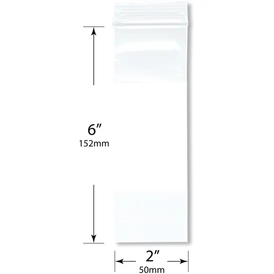 Plymor 2" x 6" (Pack of 100), 2 Mil White-Block Zipper Reclosable Plastic Bags {2}