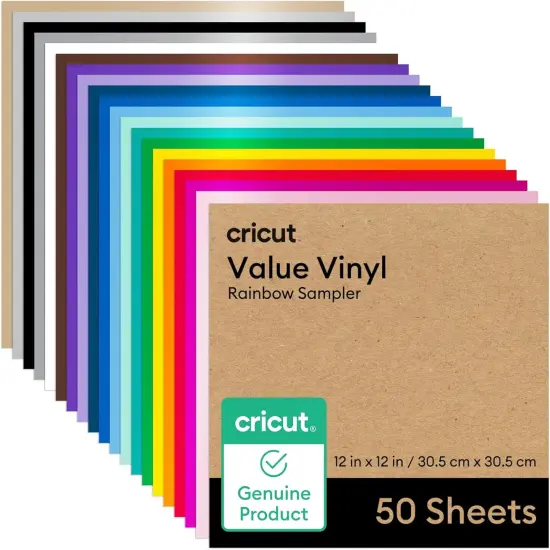 Value Permanent Vinyl - 50ft Rainbow Sampler, 12in x 12in Sheets (50 Count) {1}
