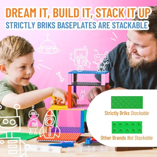Strictly Briks Large Classic Stackable Baseplates, For Building Bricks, Bases for Tables, Mats, and More, 100% Compatible with All Major Brands, Green, 1 Piece, 10x10 Inches, Ages 3-14 {5}