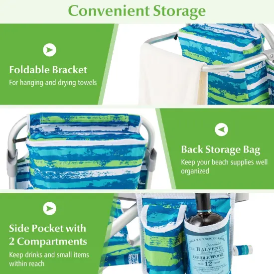 Goplus Folding Beach Chair Adult Lightweight Aluminum Camping Chair with Storage Bag {5}