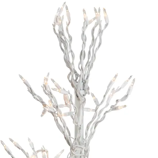 Northlight Lighted Cascade Twig Outdoor Christmas Tree - 6' - White - Clear Lights {6}