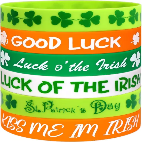 74PCS St. Patrick's Day Shamrock Rubber Wristbands Bracelets {1}