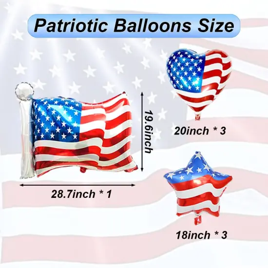 American Flag Balloons Red White and Blue Balloons Patriotic Balloons 4th of July Balloons for Independence Day Party Decoration Supplies 7Pcs {2}
