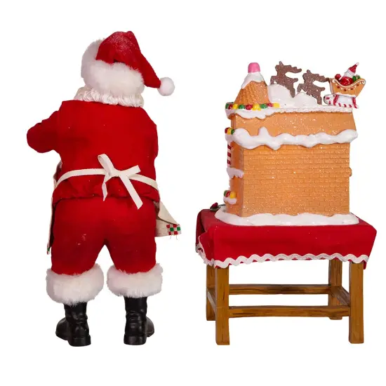 10.5" Fabrich&eacute;&trade; Battery-Operated Santa With Gingerbread Houses, 2-Piece Set {5}