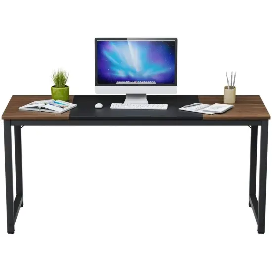 Black-Coffee 63" Study Writing Desk with Iron Frame and Adjustable Footpads {1}