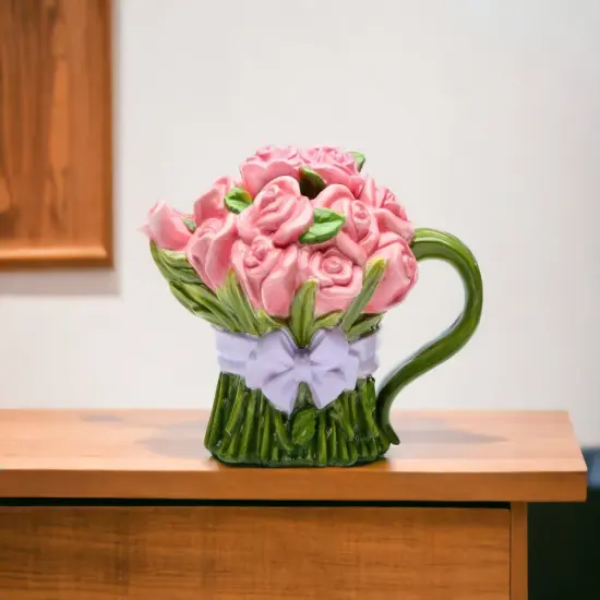 Hand Painted Ceramic Pink Rose Flower Teapot, Gift for Her, Gift for Mom, Tea Party D&eacute;cor, Caf&eacute; D&eacute;cor, Farmhouse Kitchen D&eacute;cor {2}