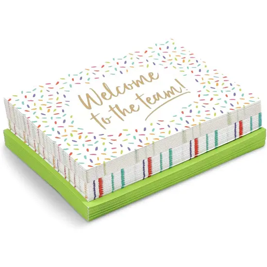 36 Pack Welcome to the Team Cards Bulk, New Hire Welcome Gift for Employees (Gold Foil and Confetti Design, Green Envelopes, 5x7 in) Multicolor {4}