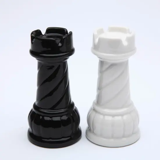 Ceramic Black and White Rook Chess Piece Salt and Pepper Shakers, Home D&eacute;cor, Gift for Him, Gift for Dad, Kitchen D&eacute;cor, Game Room Decor {3}
