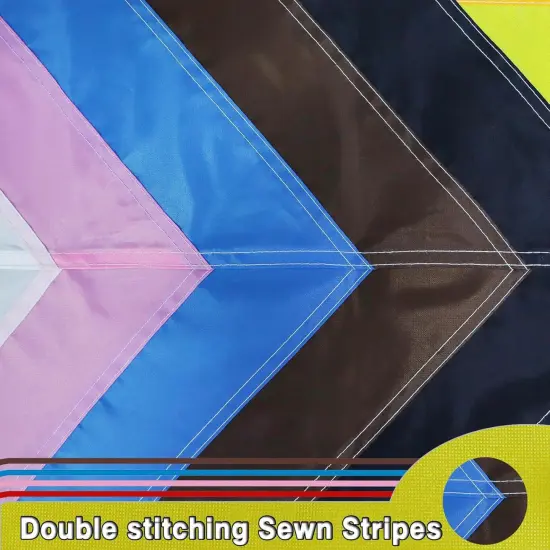 Premium New Progress Pride Flag 3x5 Ft Outdoor, Longest Lasting Heavy Duty Nylon 220D Sewn Stripes | All Inlcusive Progressive Flags House Decoration Banner {4}