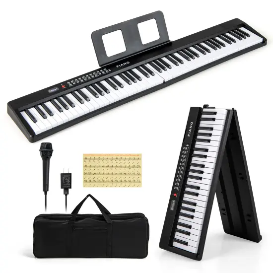 88 Key Foldable Electronic Keyboard Piano with Wireless MIDI Suitable for Kids, Teenagers and Adult Pink {9}
