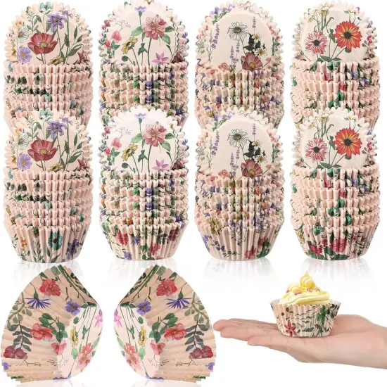 800 Pcs Vintage Floral Cupcake Liners Spring Vintage Floral Cupcake Wrappers Grease Proof Vintage Floral Muffin Liners Disposable Baking Cups for Baking Weddings Party(3.15 x 1.97 x 1.18 Inch) {1}