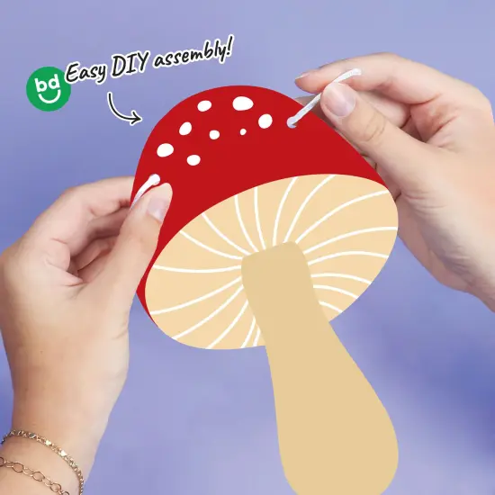 Big Dot of Happiness Wild Mushrooms Garland Banner, Toadstool Decor, Birthday Party Decorations Backdrop, 30 Feet of Cord, 15 Paper Mushroom Shapes {4}
