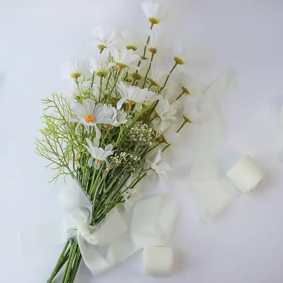 3 Rolls Cream White Silk Ribbon, 1.5" x 7Yd Handmade Chiffon Ribbon, for Gifts Wrapping, DIY Crafts, Wedding Invitations, Bridal Bouquets {4}