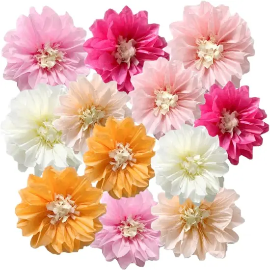 12pcs 8in 10in Paper Pom Poms Hanging Decors Paper Flowers DIY Art Craft Blooms for Occasions: Wedding, Baby Shower, Birthdays {2}