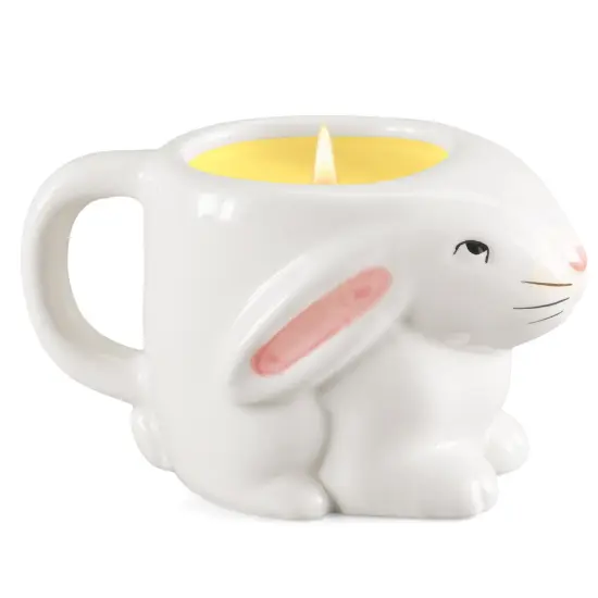 Collections Etc Ceramic Shaped Bunny Candle, 40 hour Burn Time {2}