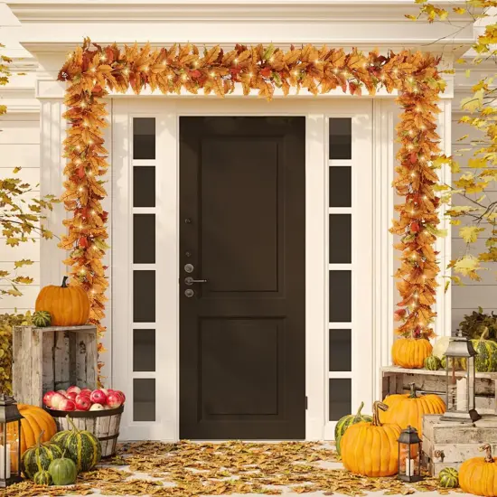 2PC Realistic Fall Garland for Mantle 6FT {3}