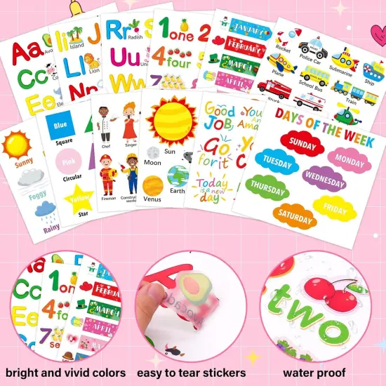 Alphabet Numbers Wall Decals - 12 Sheets Color {4}