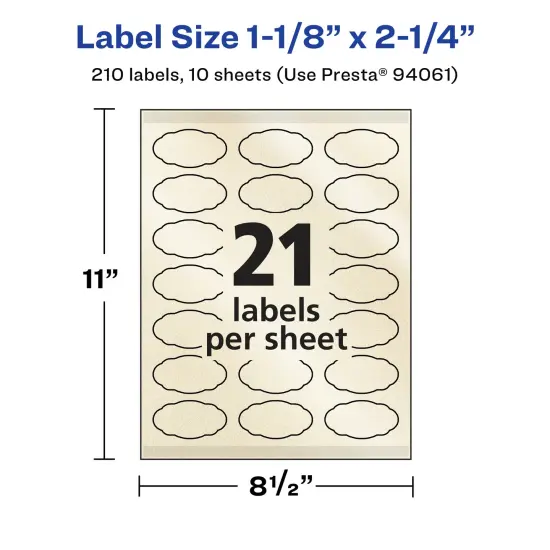Avery Pearlized Ivory Oval Scalloped Labels with Sure Feed Technology, Print-to-the-Edge, 1-1/8" x 2-1/4" {5}