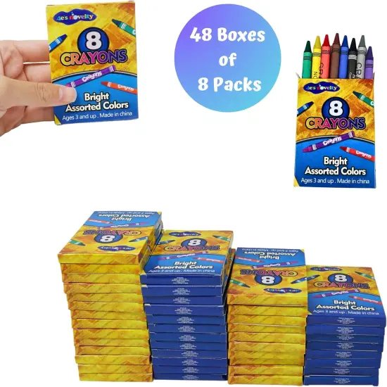 4E's Novelty 48 Boxes of 8 Packs Bulk Crayons for Kids,Non-Toxic Crayons Bulk Classpack Colors for Kids, Ideal School Supplies for Teachers & Students {2}