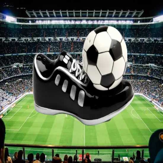 Ceramic Soccer Ball and Cleats Salt and Pepper Shakers, Home D&eacute;cor, Gift for Him, Gift for Dad, Kitchen D&eacute;cor, Game Room Decor {1}