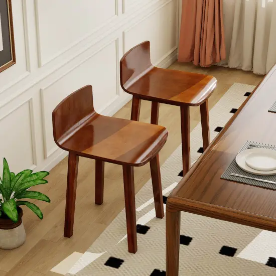 Costway Dining Chairs Set of 2/4 with Acacia Wood Legs Curved Seat & Low Back for Home {5}