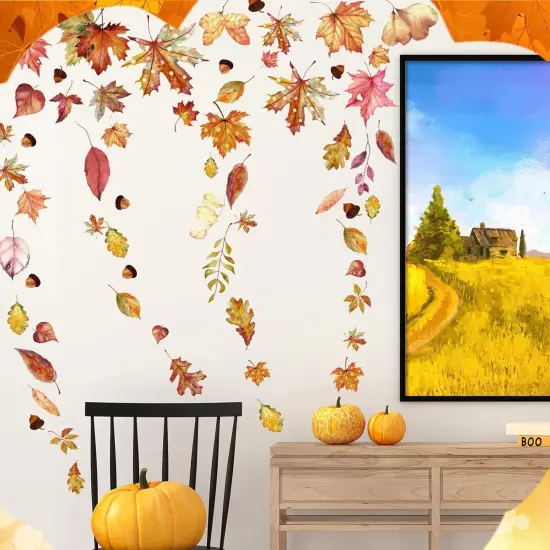 6 Sheets Thanksgiving Fall Wall Sticker Decorations - Maple Leaf {4}