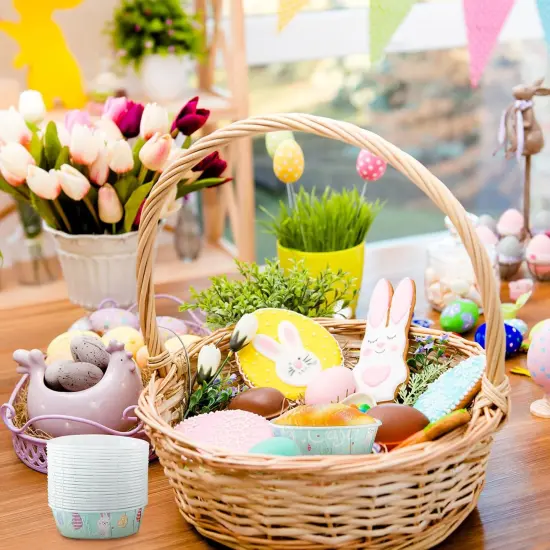 25 Pcs Easter Bunny Paper Loaf Pans 3 x 2 x 1.1'' Mini Loaf Pan Liners with Clear Plastic Bags and Ties Easter Baking Cake Pans Disposable Oval Cake Cups Baking Mold for Baking Cupcake Bread {5}