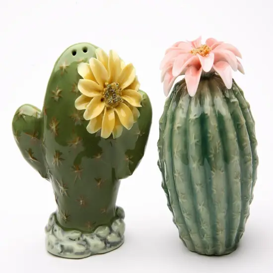 Hand Crafted Ceramic Cactus with Flowers Salt & Pepper Shakers, Home Décor, Gift for Her, Gift for Mom, Kitchen Décor, Dining Table Décor {3}