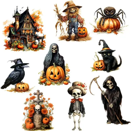 Halloween Wall Stickers Witch Bats Pumpkin {1}
