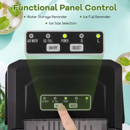 Costway Countertop Ice Maker Portable Ice Making Machine 6-13 Mins 9 Ice 26.5 lbs/24 Hrs Black/Silver {6}