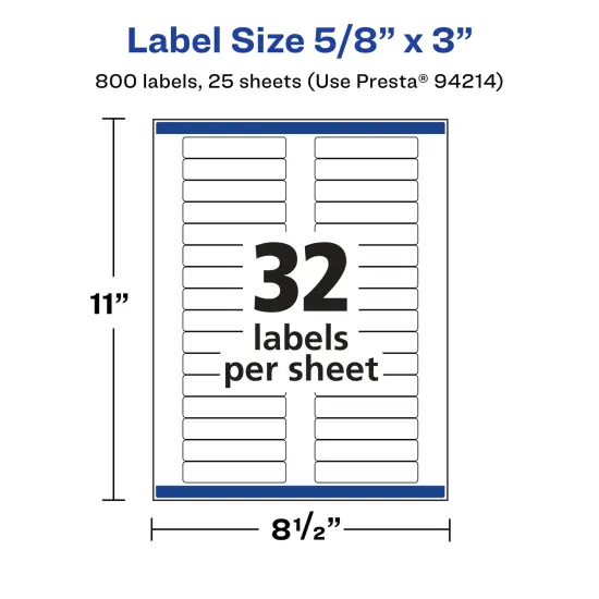 Avery Matte White Rectangle Labels, 5/8" x 3" {5}