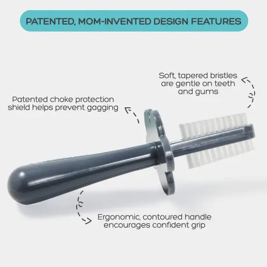 Grabease Baby Toothbrush Double Sided - Training Finger Toothbrush for Toddler Infant, BPA-Free & Phthalate-Free for Baby & Toddler, 2 Pack, Teal and Gray Grey {2}