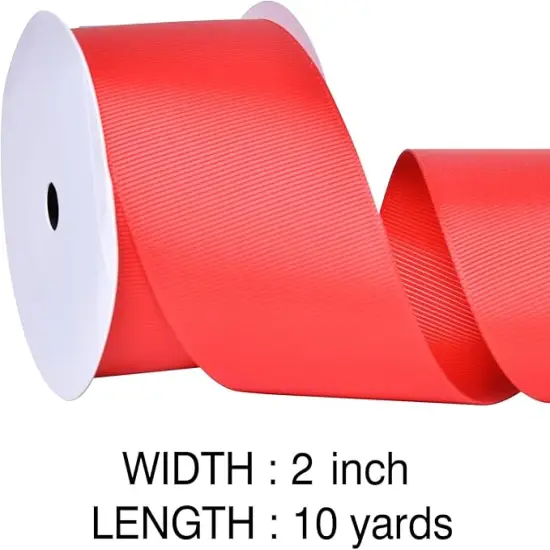 Red Grosgrain Ribbon, 2 Inch 10 Yards, Great for Crafts Bows Flower Bouquet Wedding Home Decor Gift Wrapping {3}