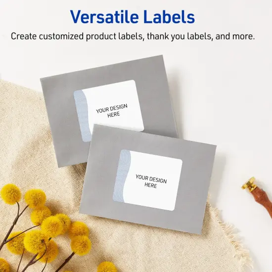 Avery Printable Rectangle Labels with Sure Feed Technology, Pre-Printed Colorful Design, Glossy White, 4" x 3-1/3", Laser & Inkjet Compatible, 40 Total {6}