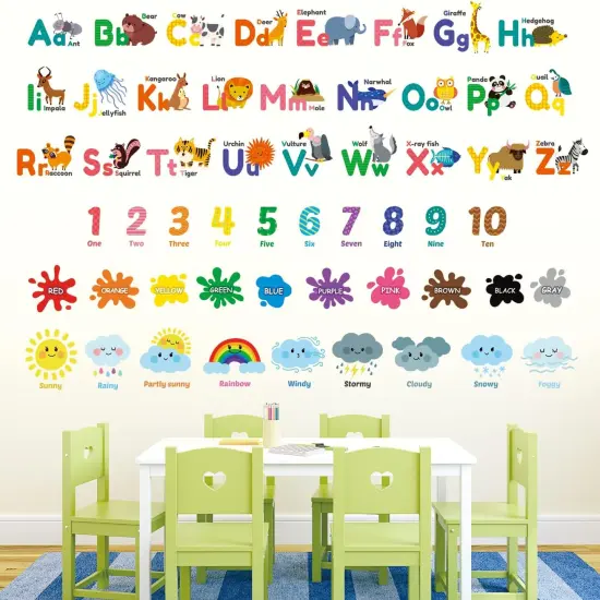 Animal Alphabet Numbers Colour Weather Kids Wall Stickers {3}